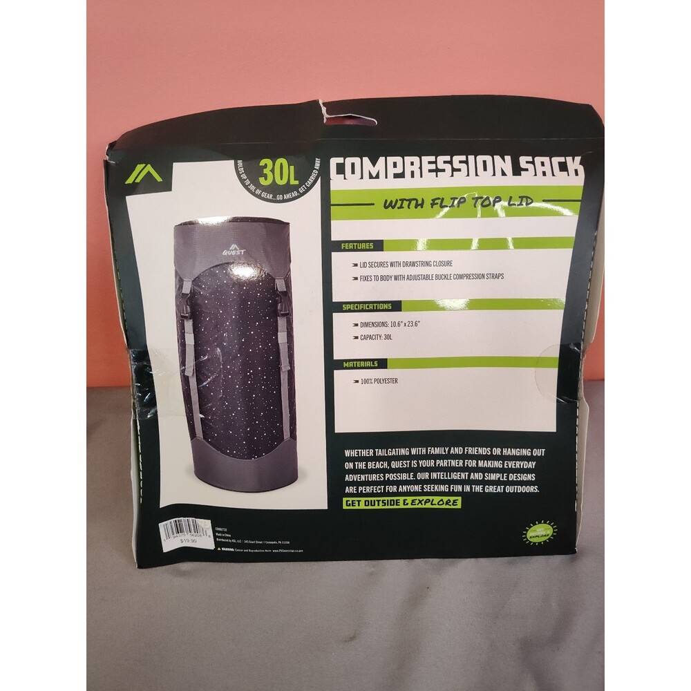 Quest Compression Pack Flip Top Lid 30L Black Gray - Picture 3 of 3